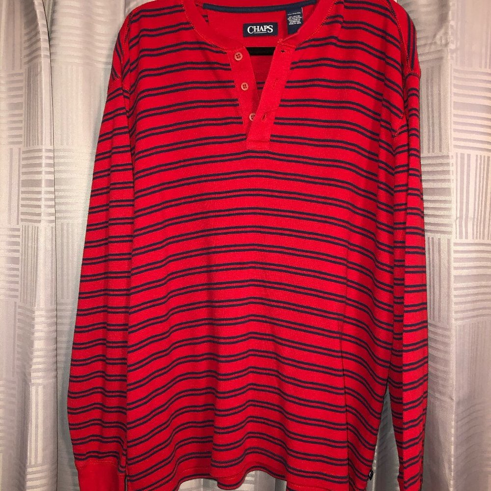 Chaps Men's Striped Waffle-Knit Henley Shirt